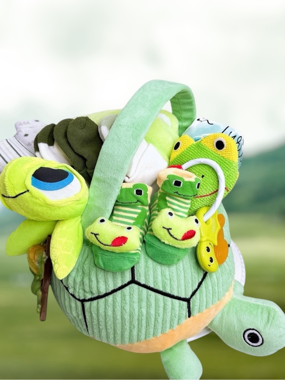 Turtle Baby Boy Gift Basket, Baby Shower Gift - Picture 10 of 11